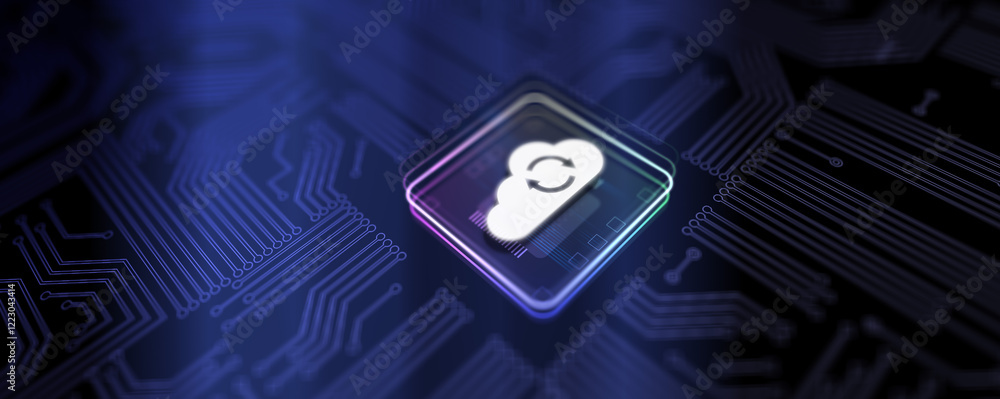 Aufkleber cloud computing enabling scalable data storage and access illustrated on a processor, business and t