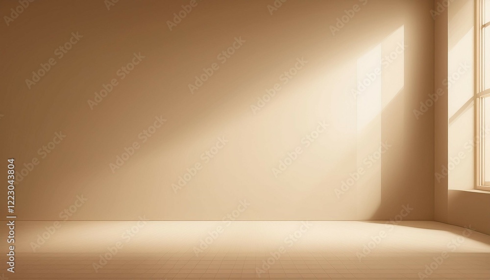 Poster light beige studio wall background for product presentation empty room with a light on the wall from