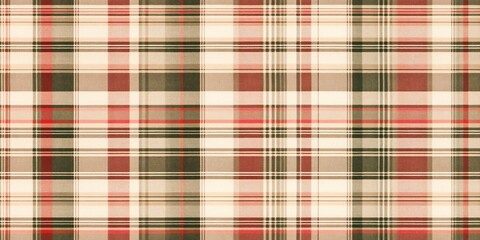 Plaid Texture:  A seamless pattern of red, beige, and dark green plaid. Perfect for backgrounds, textiles, and fashion design.   