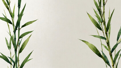 An illustration featuring delicate watercolor 
bamboo tree leaves, Jungle Frame Poster.