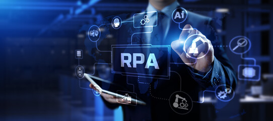 RPA Robotic process automation business process optimisation innovation technology concept.