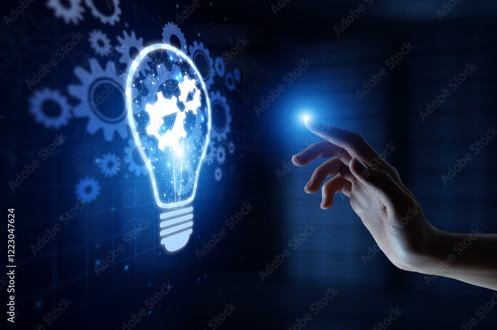 Poster integration unifying systems and processes for enhanced efficiency with human hand holding lamp holo