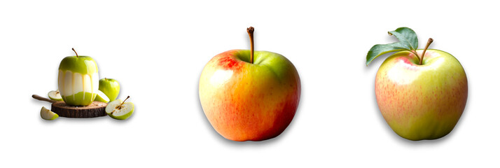 Isolated apple images on transparent background, showcasing fresh fruit