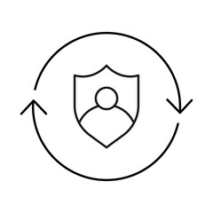 Secure Profiles Icon – Shield with User in a Cycle Representing AI-Driven User Protection- Vector editable stroke line icons