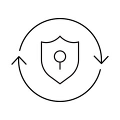 Shield Data Icon – Shield with Lock in a Cycle Representing Data Privacy and Security- Vector editable stroke line icons