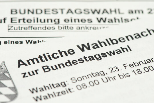 Amtliche Wahlbenachrichtigung zur Erteilung eines Wahlscheins f&uuml;r die Bundestagswahl am 23. Februar 2025
