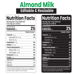 almond milk nutrition facts, almond milk nutrition information, nutritional value of almond milk,  nutrition facts, nutrition facts label, supplement facts, supplement