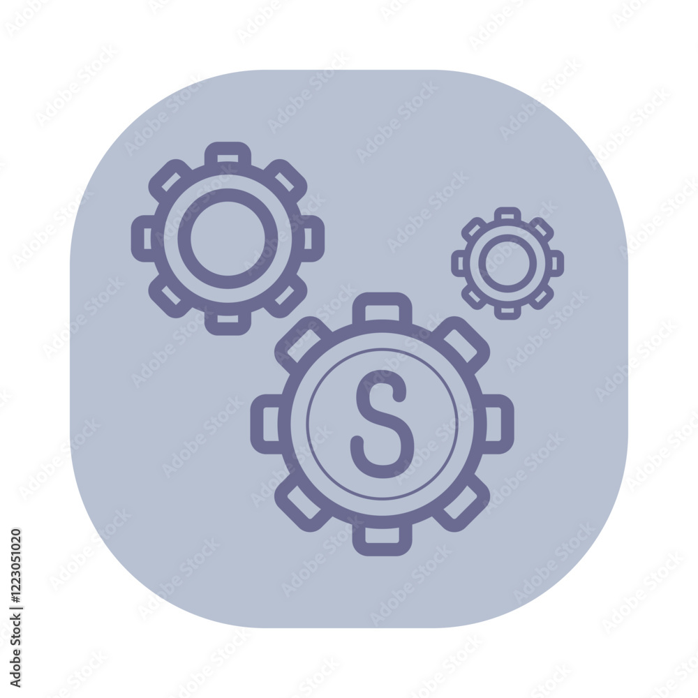 Poster icon of three gears as mechanical systems used in business operations. efficiency and organization i