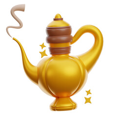 Golden Genie Lamp 3D Icon