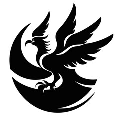 Obraz premium Silhouette Abstract Flying Phoenix Logo Design with white Background