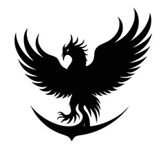 Silhouette Abstract Flying Phoenix Logo Design with white Background