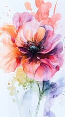 A Captivating Watercolor Poppy, Vibrant Colors and Artistic Detail