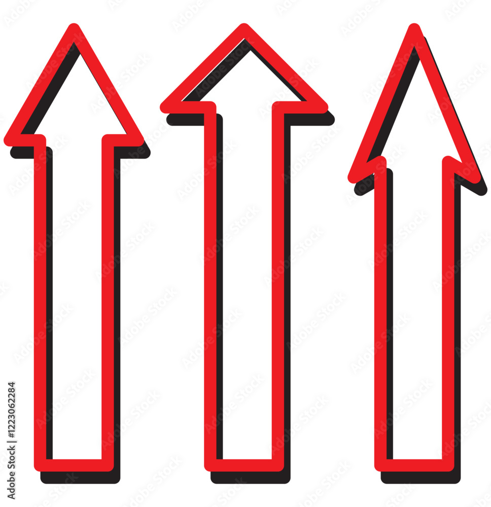Poster print straight long arrow icons set. set of different arrow icons indicating various directions, dou