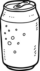 Hand Drawn Soda Can Illustration with Fizzy Bubble Details
