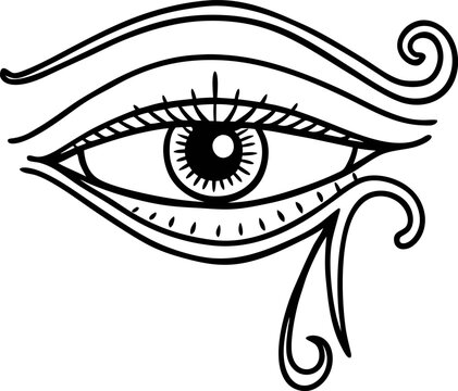 recommend clip art: Stylized Eye of Horus Vector Ancient Egyptian Symbol in Black and White Line Art