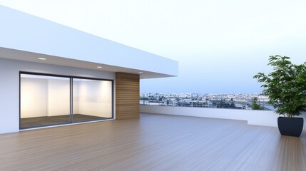 Modern Rooftop Terrace with City View