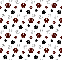 Dog Paw Cat Paw  puppy foot print kitten  vector Seamless Pattern wallpaper background