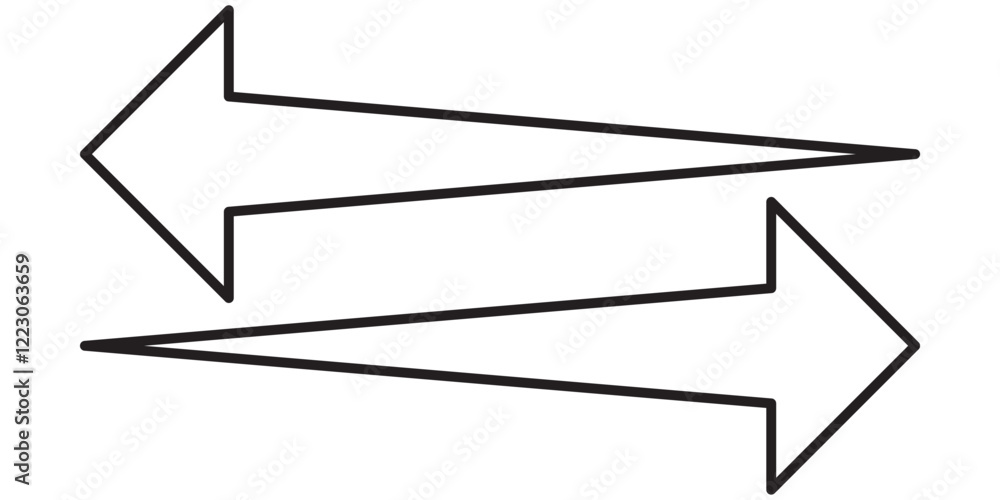 Poster print long arrows icon set. vector set of trendy long arrows left and right in flat style. icons iso