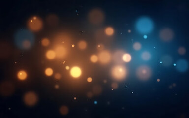 abstract light background with golden and blue bokeh in the dark, representing magic and illumination light effects. - Christmas, holiday season December January