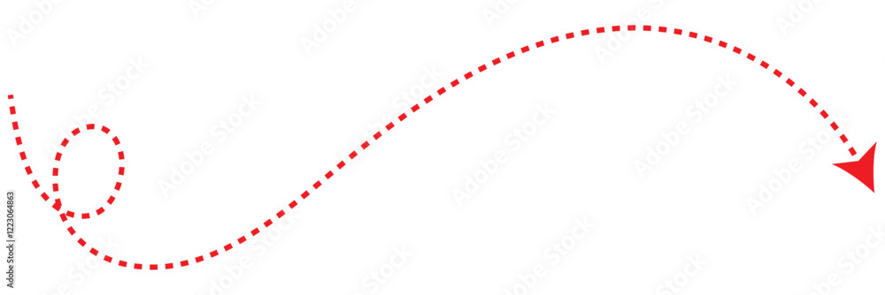 Poster print squiggle line dashed arrow. dash curved vector editable stroke arrow. isolated on white backgr