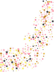 Fashionable black pink gold starburst scatter design. Little stardust spangles New Year decoration elements. Cartoon star burst illustration. Spangle symbols poster decor.