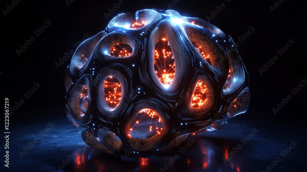 Aufkleber futuristic digital brain with illuminated circuits, embodying artificial intelligence and technology