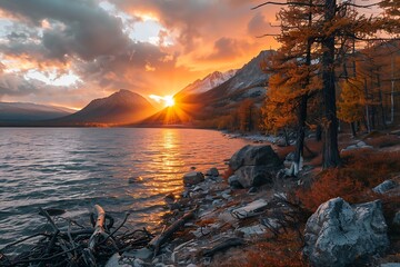 sunset over the sea, sunset on the coast , Sunrise rive 
