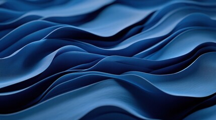 Obraz premium A close-up view of flowing blue fabric creating a textured, wave-like pattern.