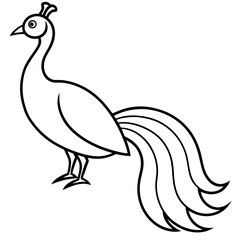 Cute Silhouette of a Peacock line art vector cartoon illustration