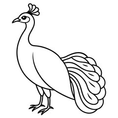 Cute Silhouette of a Peacock line art vector cartoon illustration