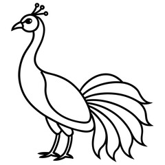 Cute Silhouette of a Peacock line art vector cartoon illustration