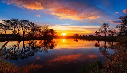 sunset over the river