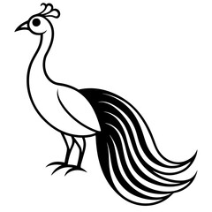 Fototapeta premium Cute Silhouette of a Peacock line art vector cartoon illustration