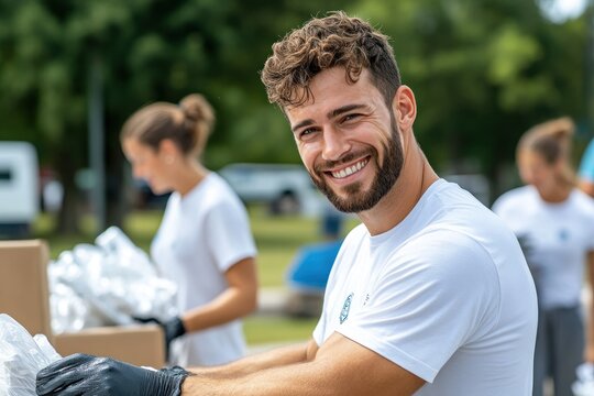 Capture the heartwarming spirit of Kindness Day with this image of dedicated volunteers organizing donated clothes and supplies See the power of community support as they meticulously sort items