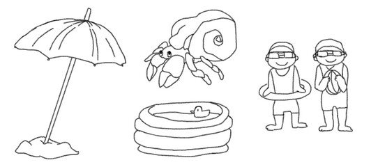 hand drawn set of summer holiday