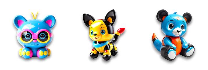 Isolated toy figures on transparent background, perfect for children's play