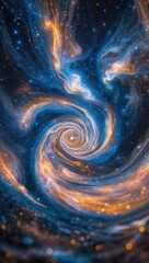 Naklejka premium Swirling Galaxy in Blue and Orange Hues