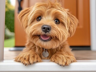 Discover the heart-melting loyalty of A devoted pet waiting by the door, capturing the essence of devotion and meaningful moments with this adorable dog photo Witness unconditional love embodied by a