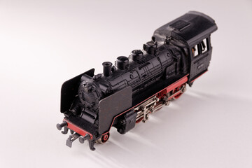 Obraz premium View of an old, used, vintage fashion train with white background