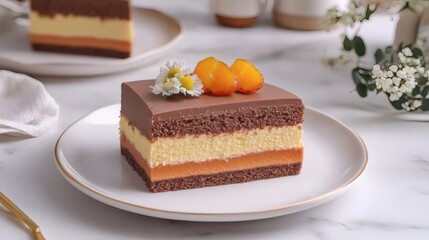 Delicious Layered Chocolate Cake with Apricots