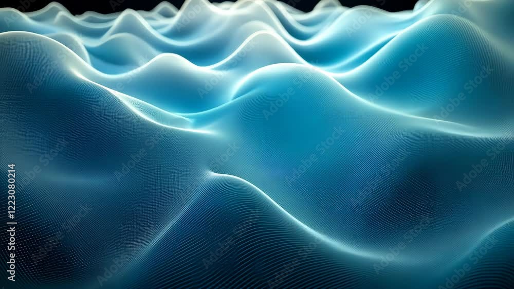 Fototapete a captivating close-up of a blue, abstract, 3d wavy surface with interconnected grid lines, showcasi