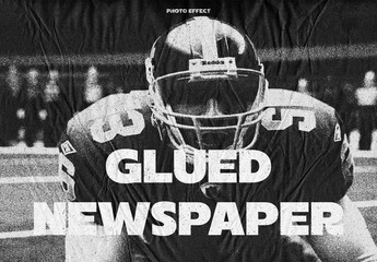 Glued Newspaper Scanned Print Photo Effect