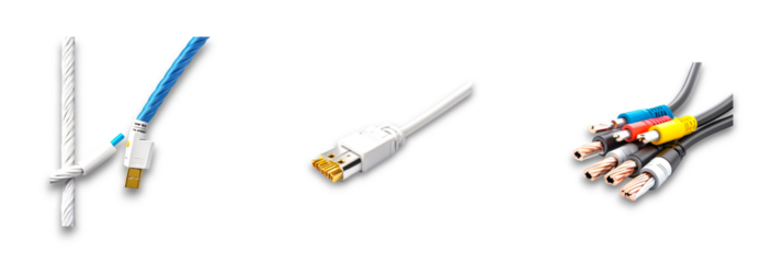 Isolated cables on transparent background for connection and data transfer