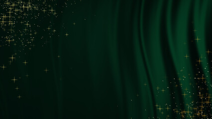 Rich dark emerald silk background banner with glowing stars