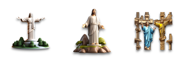 Isolated figure of Jesus on transparent background, expressing blessing