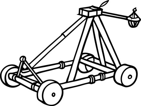 black and white trebuchet on wheels clip art preview