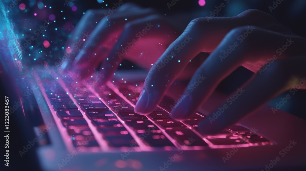 Poster a focused pair of hands ergonomic and steady expertly navigating a laptop keyboard with an elearning