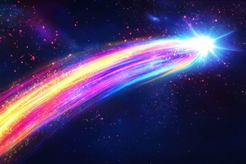 Obraz premium Colorful Cosmic Comet with Radiant Tail Against Starry Background