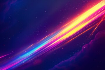 Vibrant Abstract Background with Colorful Light Streaks and Stars