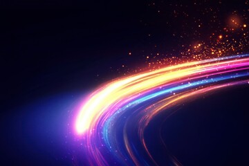 Fototapeta premium Bright Colorful Light Trails on a Dark Background with Sparks